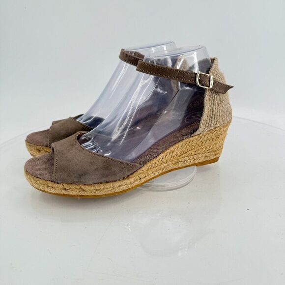 Toni Pons Llivia Platform Wedge Ankle Strap Size 39 8 Brown Leather Sandals - Picture 5 of 9